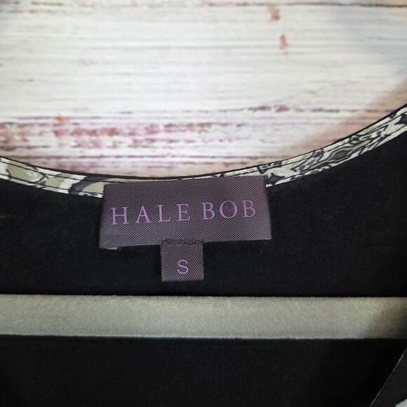 Hale Bob Paisley Mixed Media Mini Dress S Blouson Top Bodycon Skirt Puff Sleeve - Picture 5 of 13